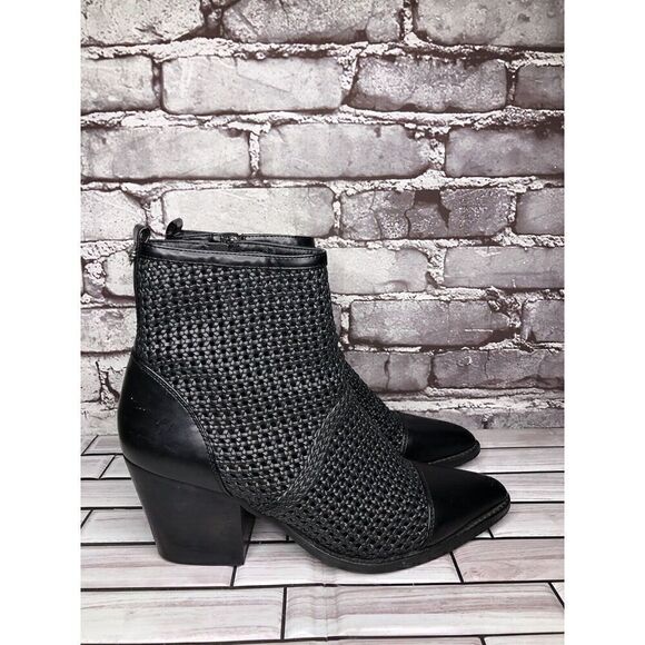 Sam Edelman Elita Black Leather Cut Out Block Heel Western Boots Women Sz 10M US - Picture 7 of 16